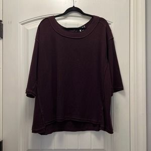 H by Bordeaux Women’s 3/4 Sleeve Boat Neck Soft‎ Pullover Sweater Size L Purple